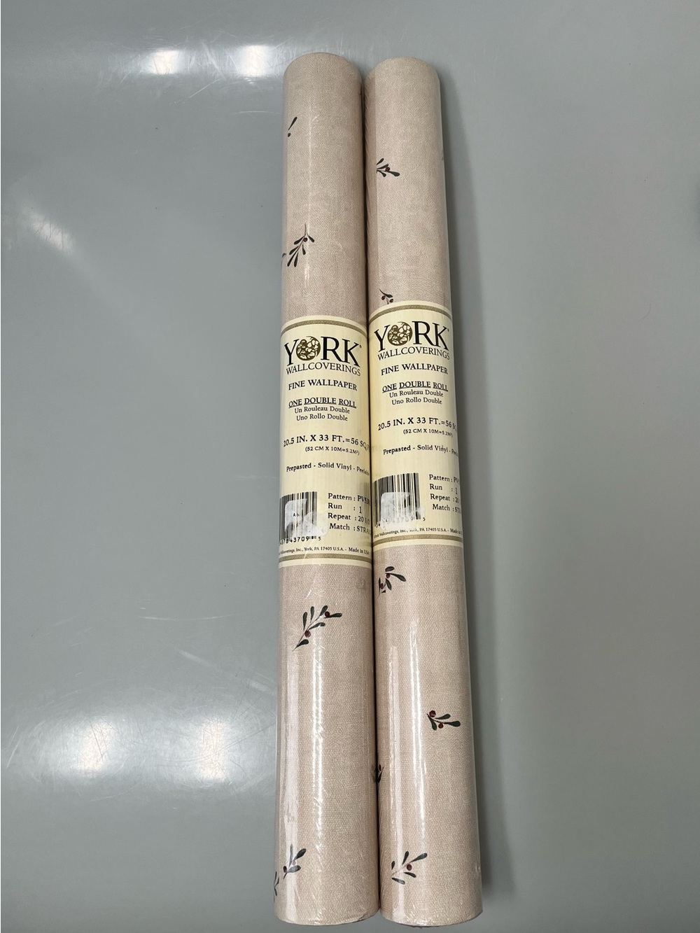 York Wallcoverings PV5382 Prepasted Solid Vinyl Wallpaper 2 Rolls Discontinued